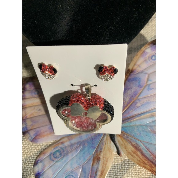 Minnie Mouse Charm and Earrings Set Sterling Silver - Picture 2 of 3
